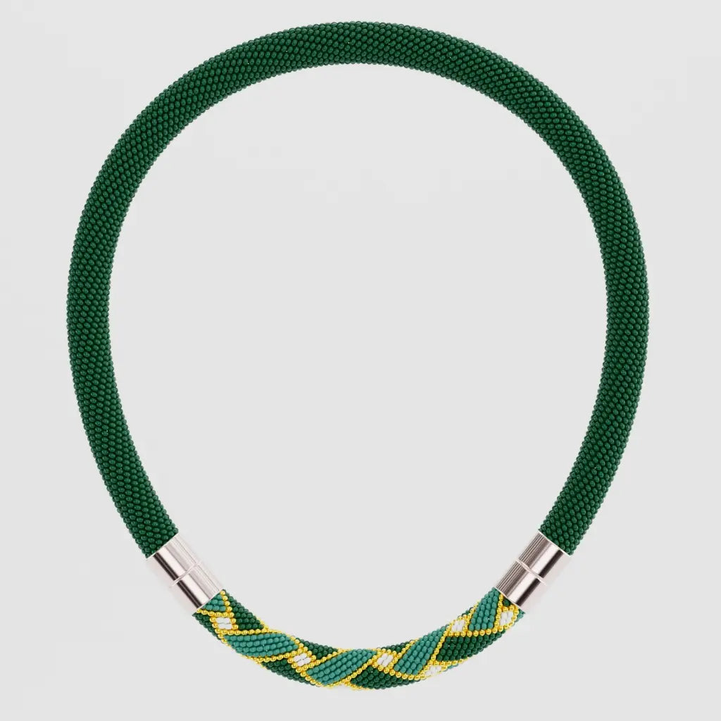 Weawed Ornament Necklase (Green)