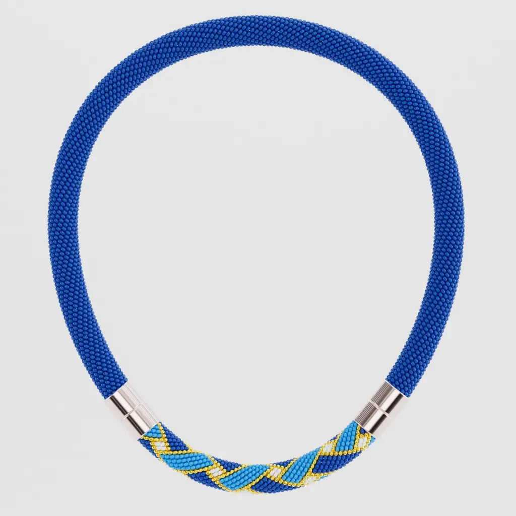Weawed Ornament Necklase (Blue)