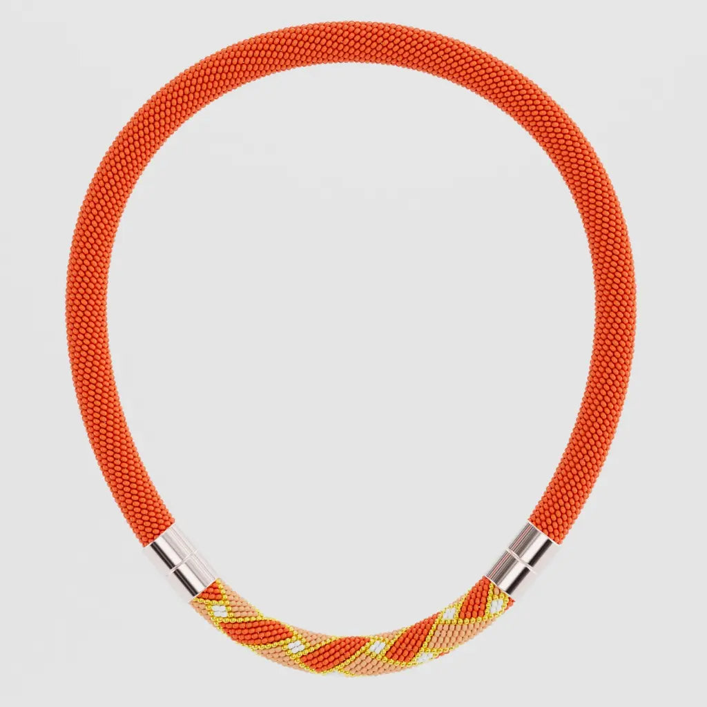 Weawed Ornament Necklase (Orange)