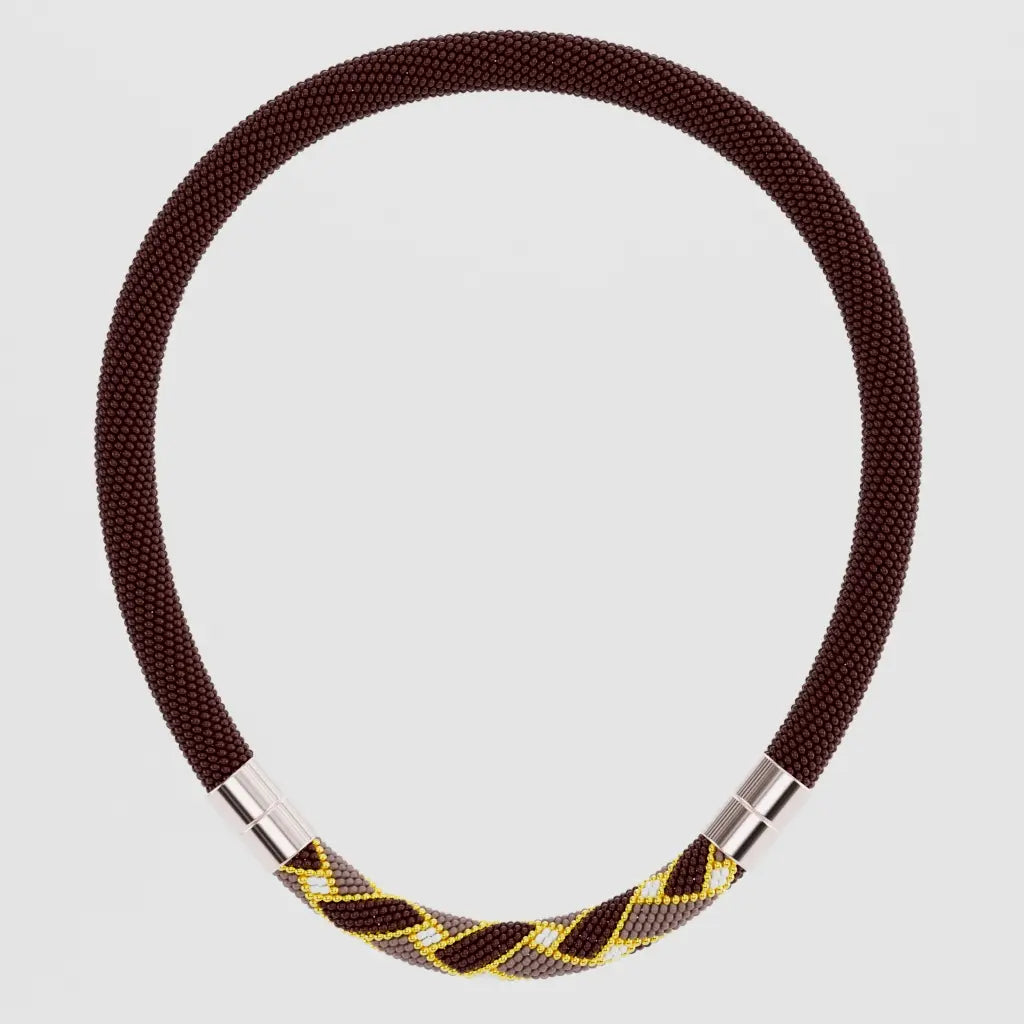 Weawed Ornament Necklase (Brown)